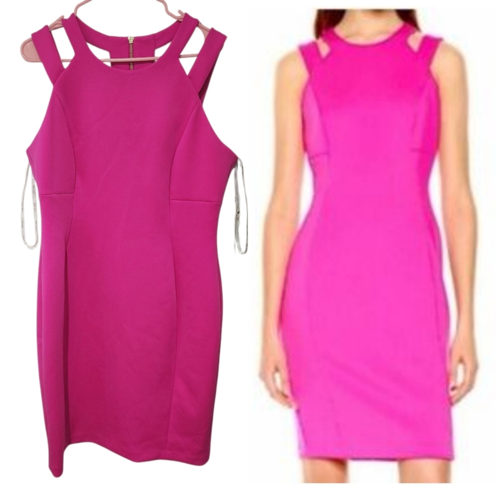 Calvin Klein Hot Pink Scuba Dress Size 14 New With Tag